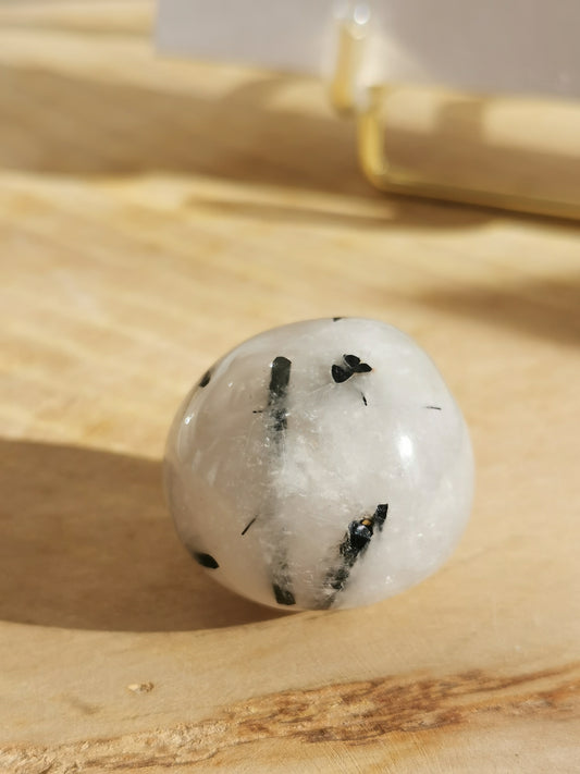 Pierre Roulée Quartz Rutiles Noirs